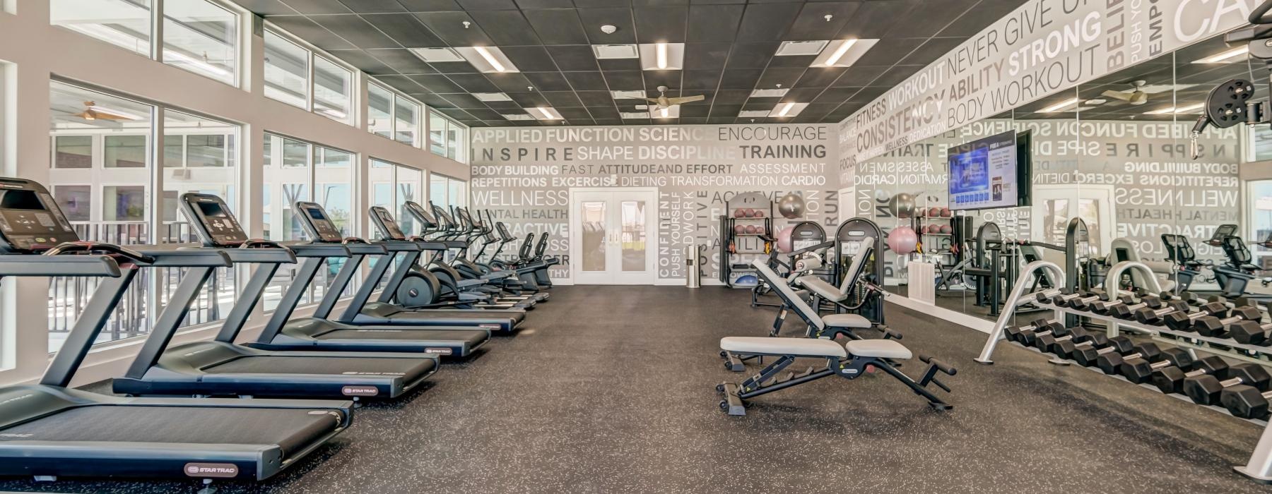 a gym with exercise equipment